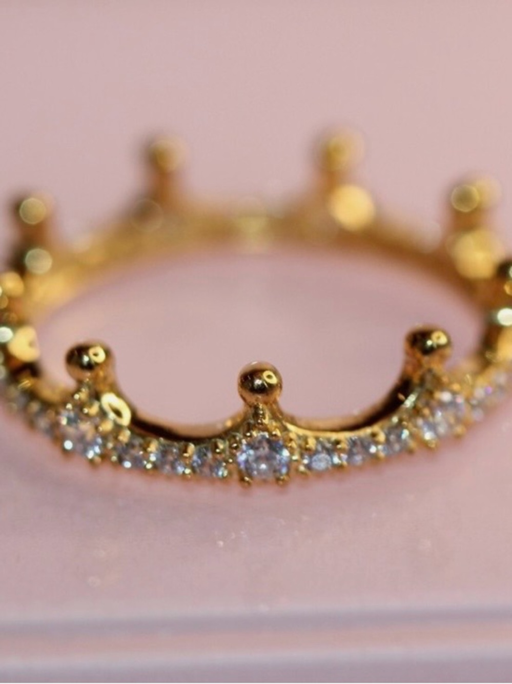 Pandora x Disney Gold Crown Ring with Clear Stones